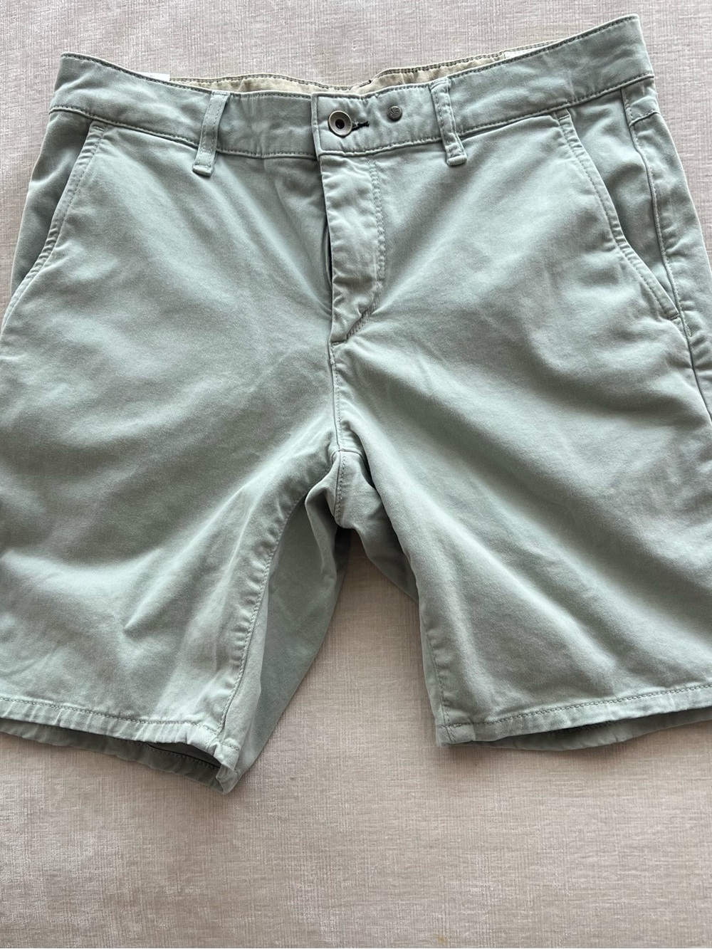 rag & bone Light Sage Flat-Front Cotton Shorts